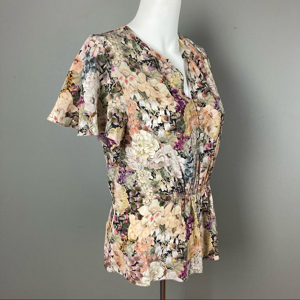 NWT Margaret O’Leary top floral liberty fabric flutter sleeve extra small